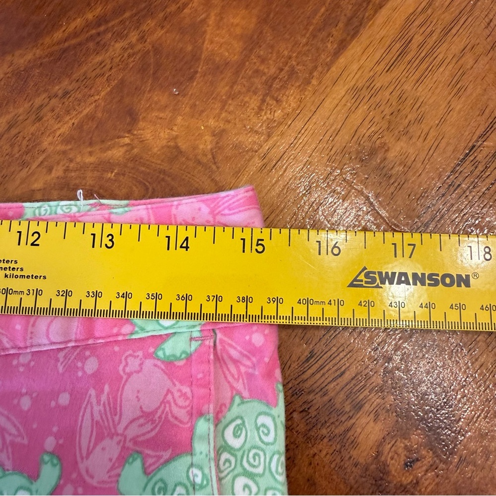 Vintage Lilly Pulitzer "Tortoise and Hare" Pink & Green Turtle Cropped Pants 8 - Picture 3 of 8